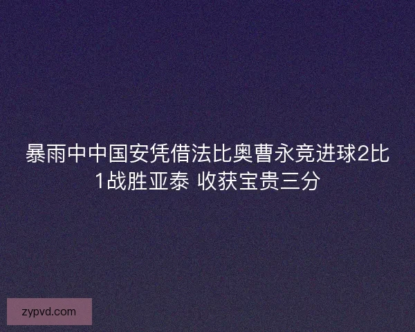 暴雨中中国安凭借法比奥曹永竞进球2比1战胜亚泰 收获宝贵三分